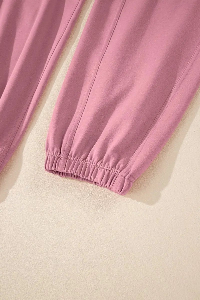 Light Pink Lace-up Elastic Waist Sleeveless Square Neck Jumpsuit - Love Salve